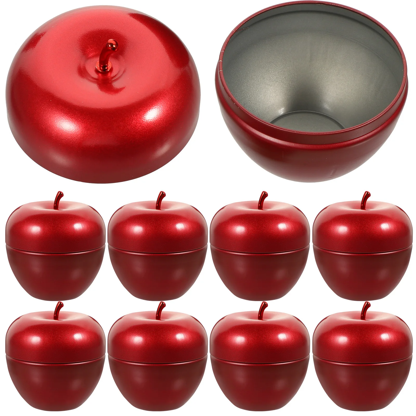 

10Pcs Apple-Design Loose Powder Storage Jars Durable Tinplate Tea Canisters Home Kitchen Multi-Function Storage Canisters