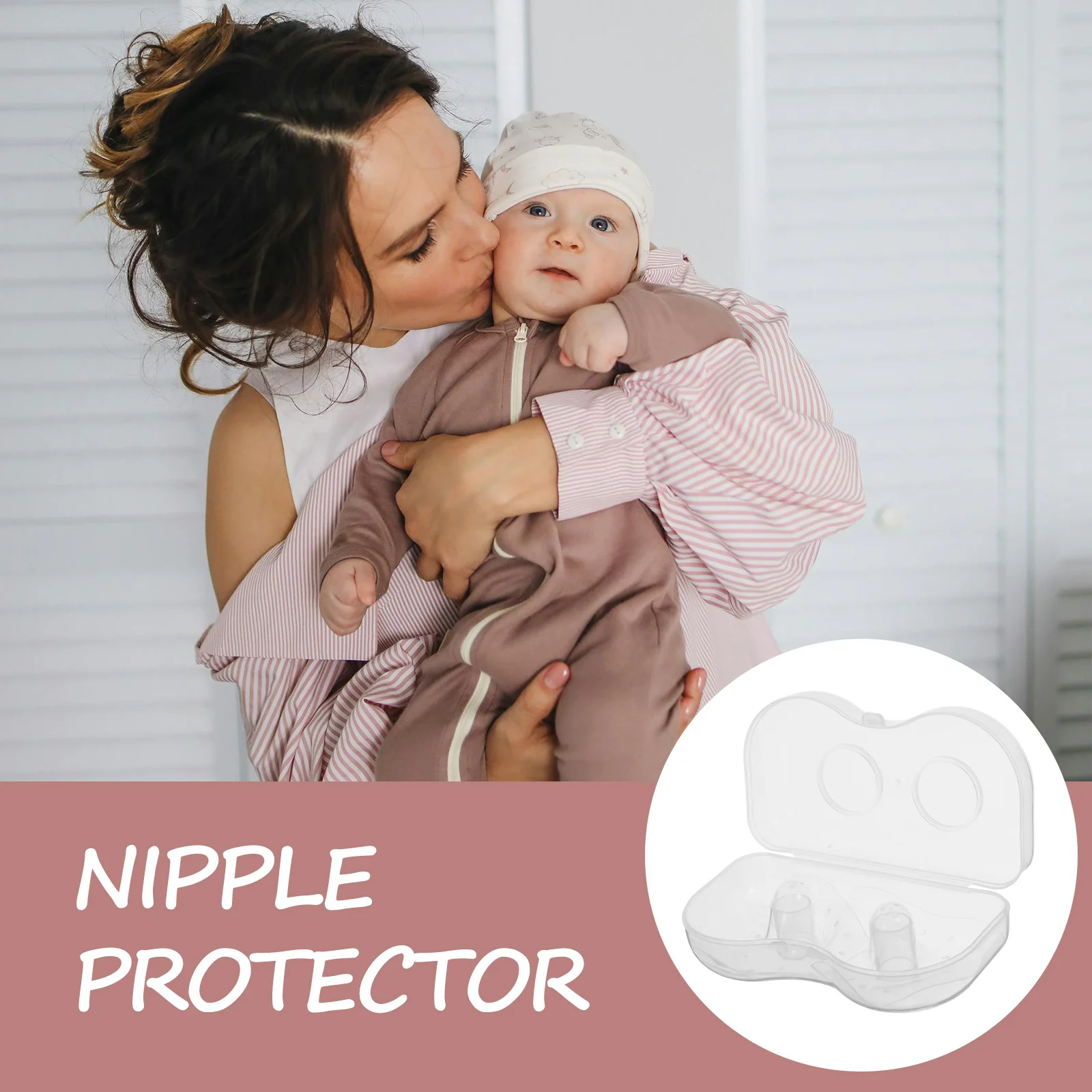 1 زوج سيليكون الرضاعة الطبيعية درع شفاف الثلاثي التمريض حامي شقة الرضاعة الطبيعية دعم غطاء الثدي التخزين #4