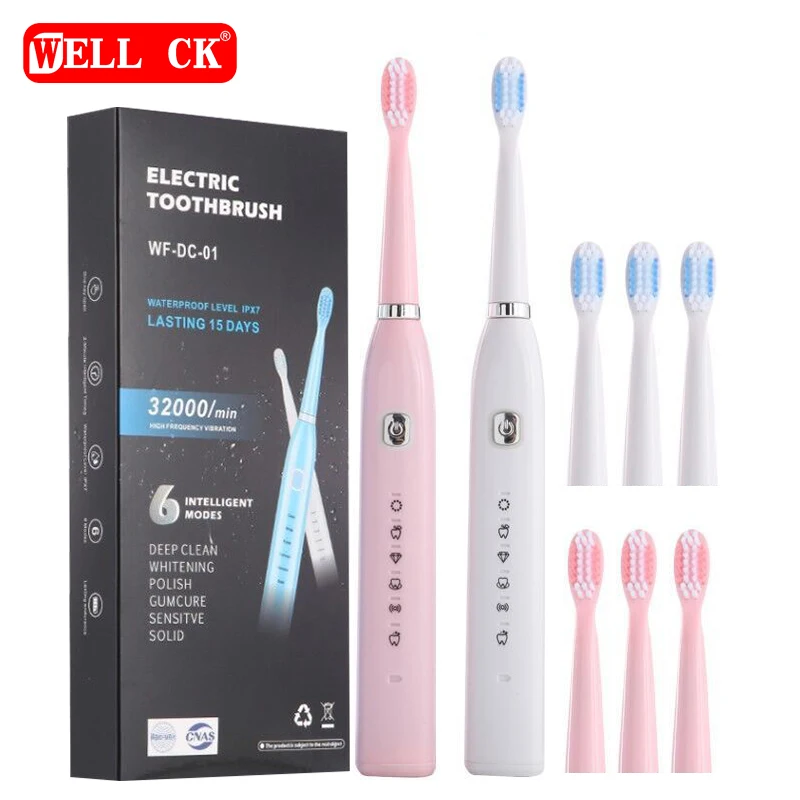 

Five Modes Six-way USB Charging Sonic Electric Toothbrush Waterproof Soft Bristle Automatic Brush Head Home Gift Set