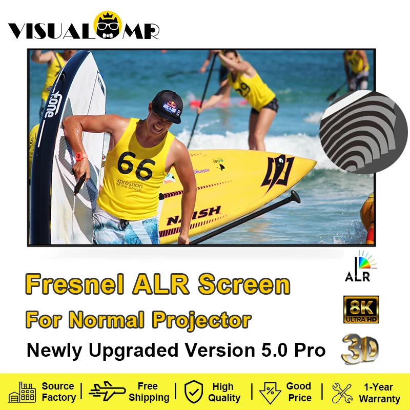 

VisualMr Fresnel 5.0 Pro ALR Projection Screen 120inch Ambient Light Rejecting Fixed Frame Best for Normal Projectors 4/8K HD
