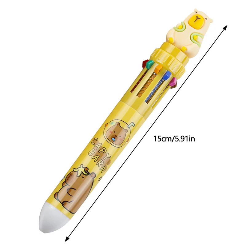 ปากกาลูกลื่นการ์ตูน capybara 10สีใหม่, ปากกาหมึกเจลเขียนหมึกแห้งเร็วน่ารักสำหรับเด็กเครื่องเขียนในโรงเรียน