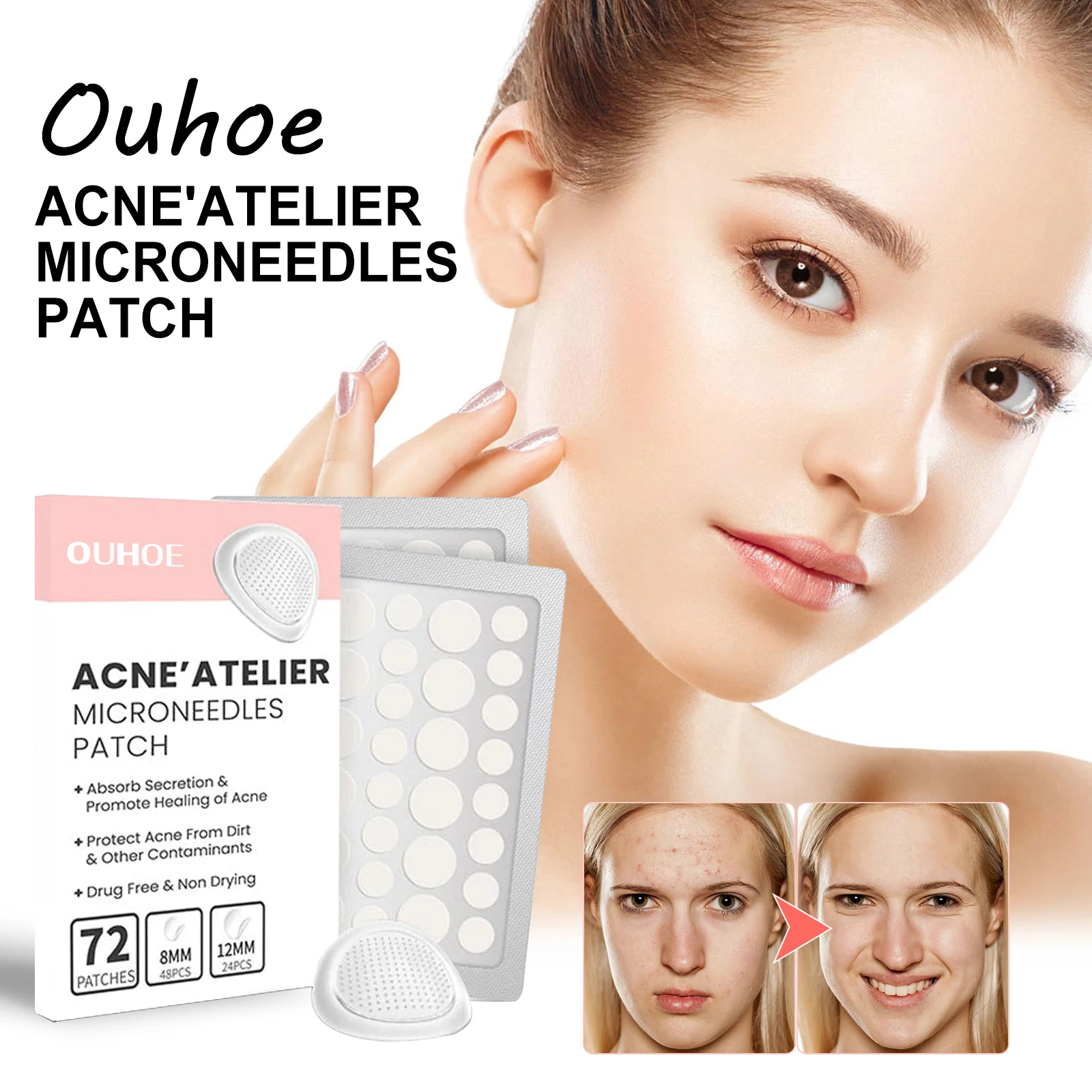 

Ouhoe Acne Care Sticker Skin-friendly Breathable Fade Acne Cover Acne Scars Promote Healing Non Drying Acne Treatment Sticker