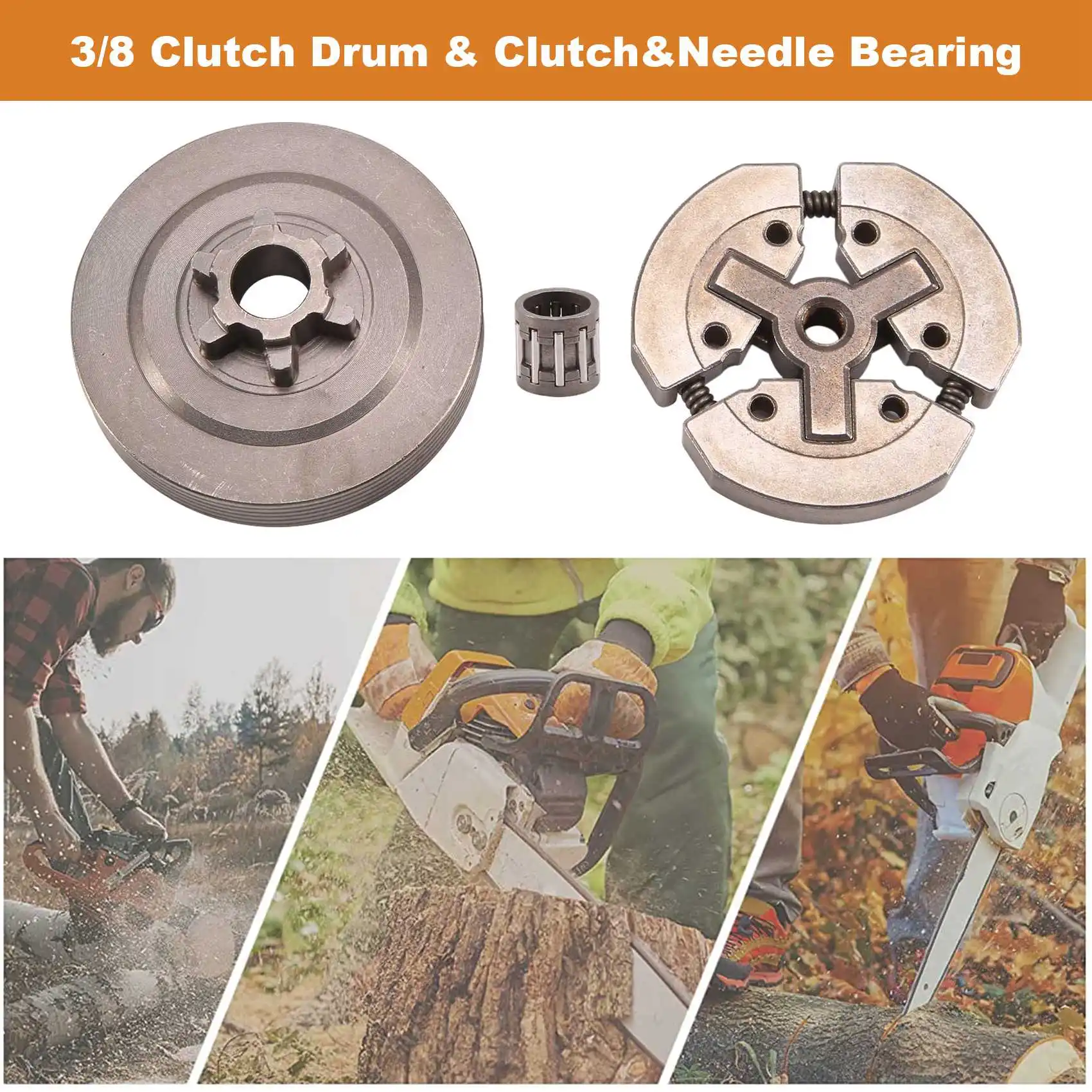 3/8 Clutch Drum & Clutch & Needle Bearing Fit for Chinese Chainsaw 3800 GSY