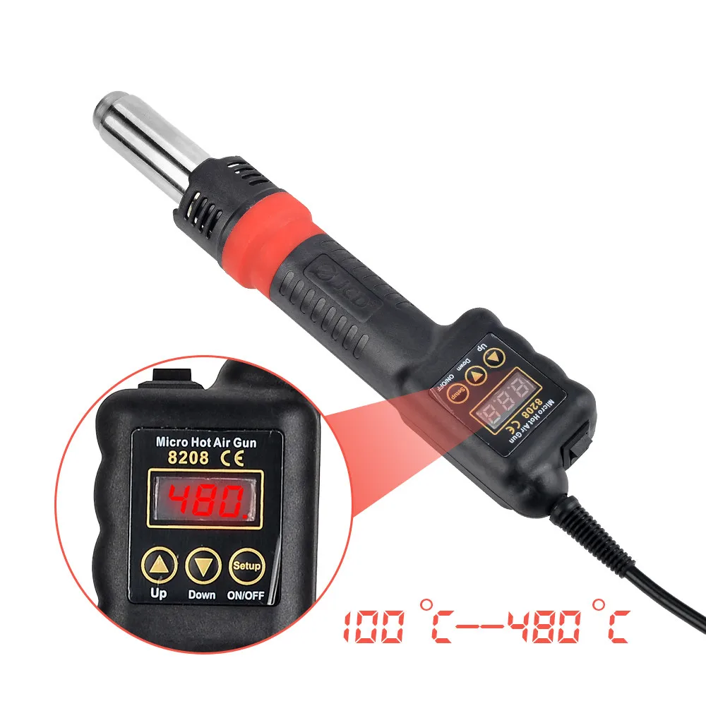 Imagem -03 - Jcd-hot Air Gun 8208 Estação de Solda Micro Retrabalho Secador de Cabelo Lcd Digital 220v Pistola de Calor 750w Ferramentas de Reparo de Soldagem