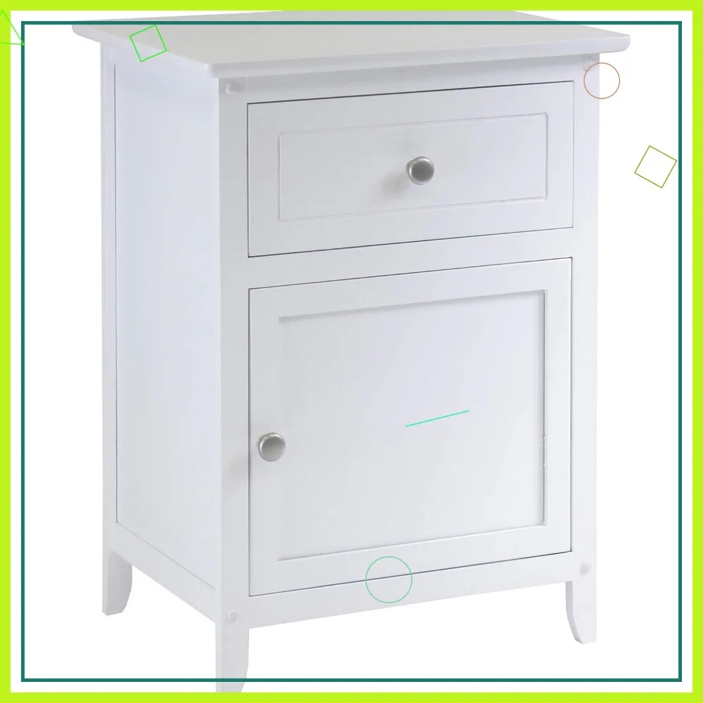 

Elegant White Accent Table with Drawer & Cabinet, Perfect for Living Room, Bedroom, Den - Compact & Durable