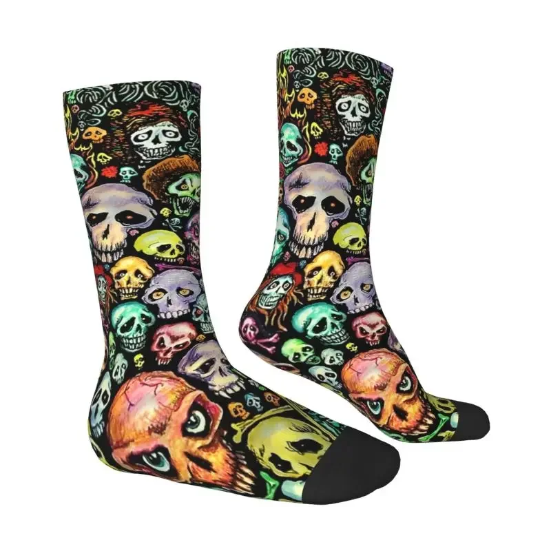 Horror Skeleton Skull Men Women Male Crew Socks Unisex Fashion 3D Printed Halloween Macabre Art Crazy Socks