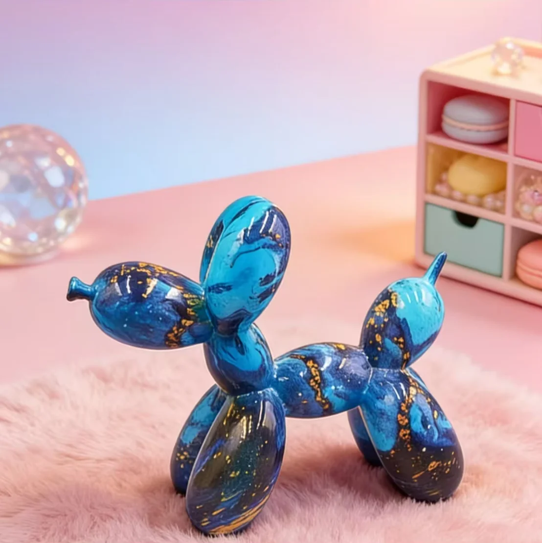 Colorful Resin Graffiti Balloon Dog Figurine Handicraft Dog Statue for Home Decoration Entrance Hall Living Room Wine Cabinet