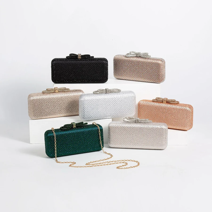 

Women Shiny Rhinestone Evening ner Bag New Party Wedding Box Purses Full-Diamond Ladies Handbag Clutch Chains Shoulder Bags Sac