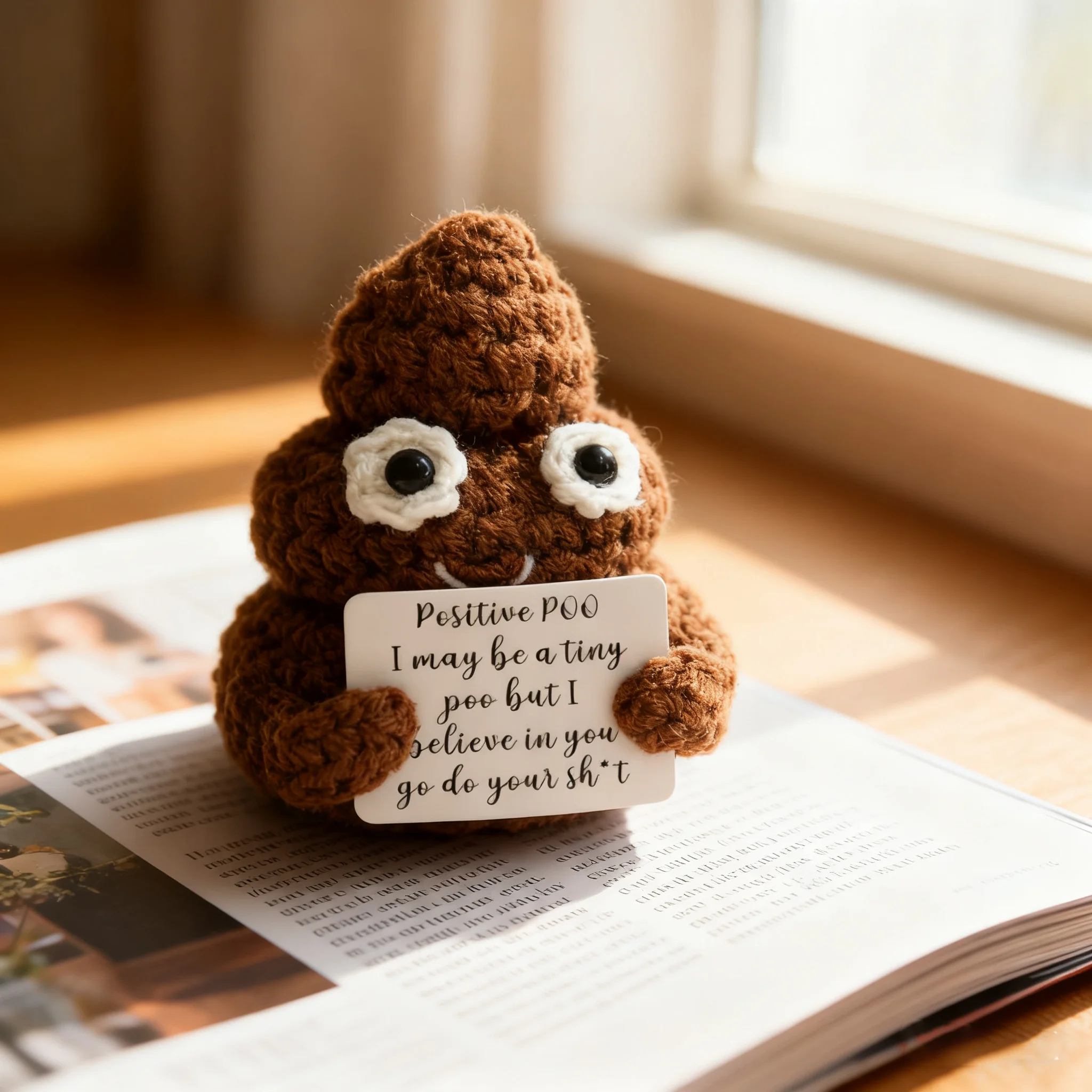 Funny Positive Poop Hug Pocket Hug Mini Handmade Crochet Humorous Amigurumi Cute Desktop Decoration Birthday Holiday GiftDecorat
