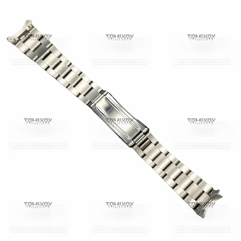 20MM 316L Stainlee Steel Vintage Grid Buckle Curved End Oyster Watch Band Strap Fit for RLX 116719 16570 16610 93150