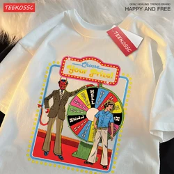 Choose Your Prize Funny Comics Short Sleeve Cotton O-Neck T Shirts Oversize Loose Tops Fashion Street Breathable T Shirtscouple