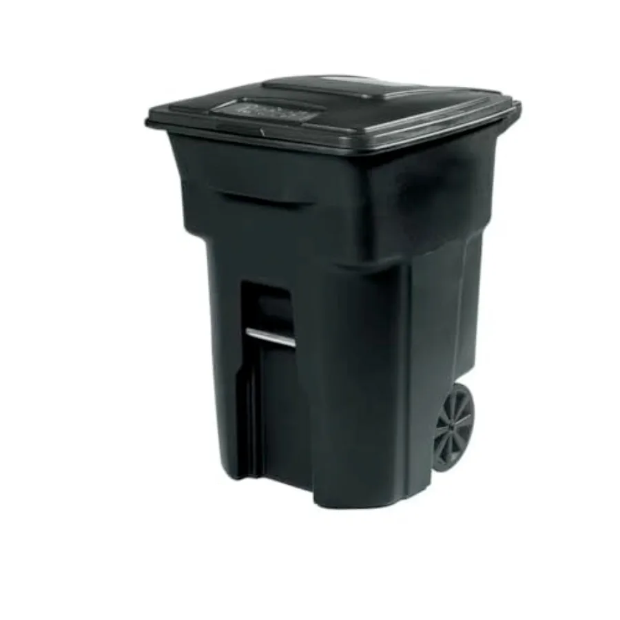 

96 Gallon Black Rolling Outdoor Trash Can with Wheels and Attached Lid for Easy Waste Management