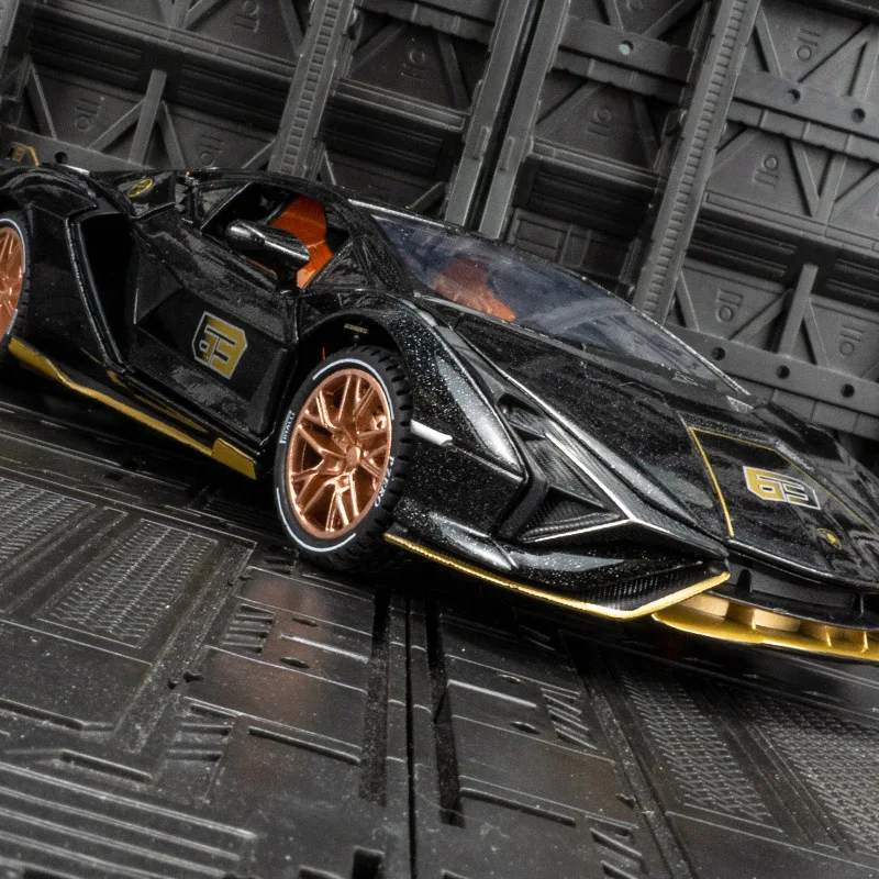 1:24 coleção de ornamentos de modelo de carro de liga asiática Lamborghini, portas e capô do motor, porta-malas pode ser aberto, presentes de brinquedos infantis