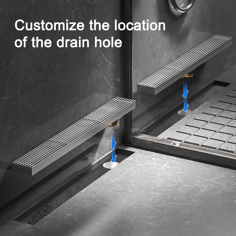 Imagem -06 - Dreno de Piso Sólido Espessamento 304 Banheiro Dreno de Chuveiro à Prova de Odor Quarto Grande Deslocamento Dreno de Chão Longo Aço Inoxidável