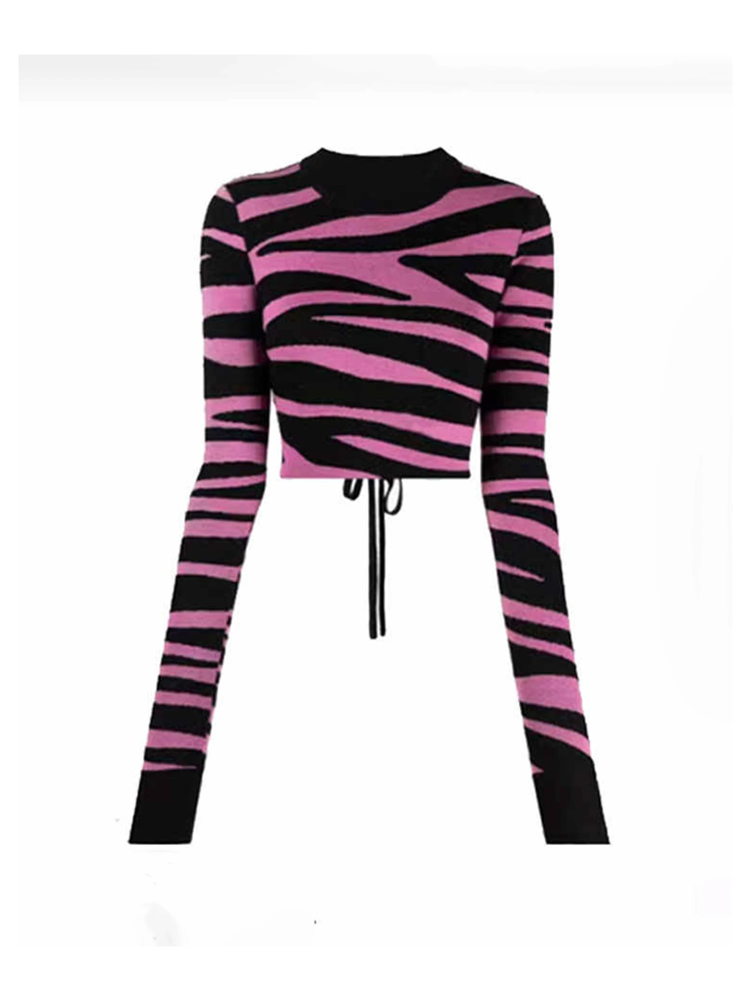 

Women Striped Knit Pullover Autumn Sweater Korean Style Long Sleeves Cropped Sweater 90s Vintage Knitwear Y2k 2000s Clothes 2025