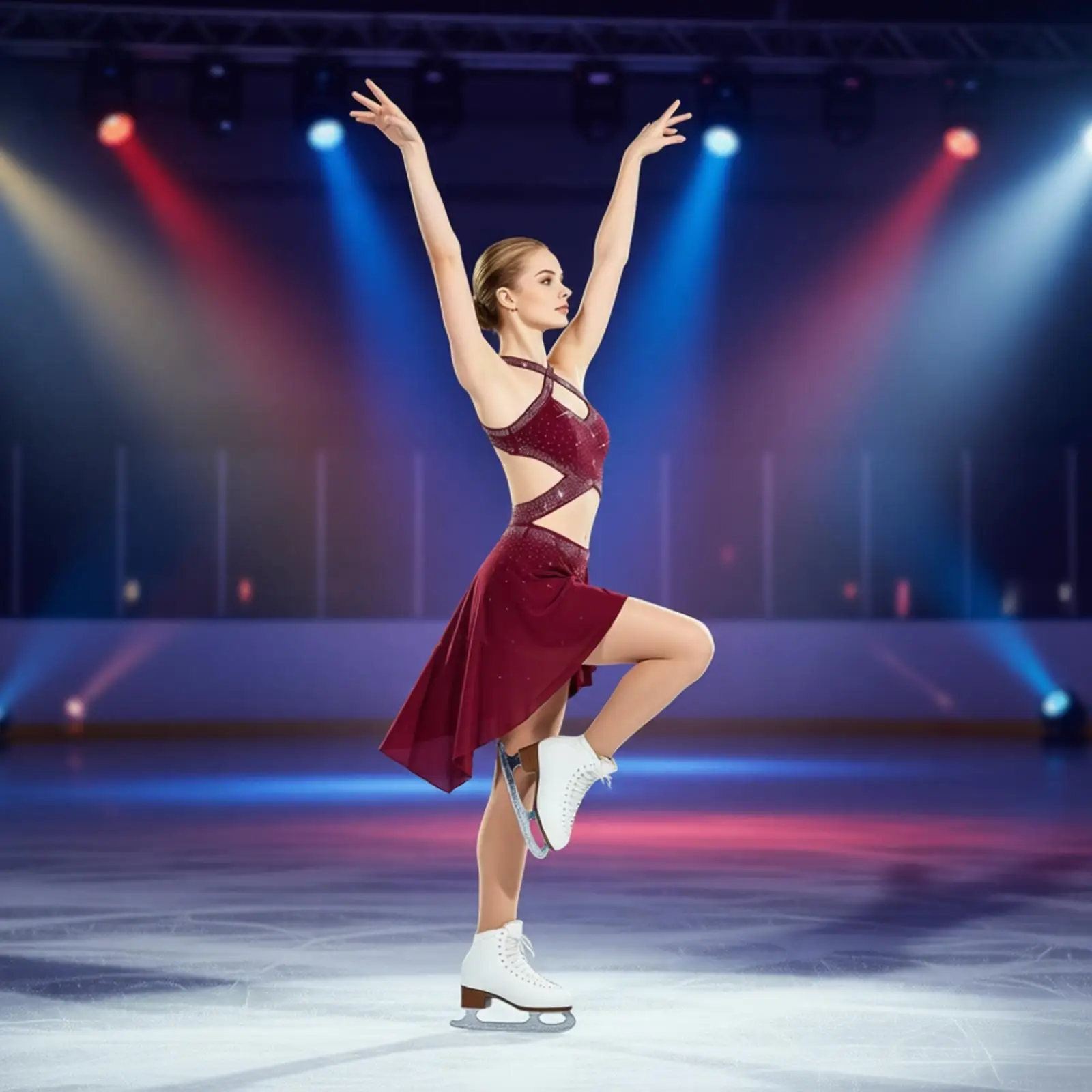 

Women Sleeveless Modern Lyrical Dance Dress Ballet Gymnastics Leotard Rhinestones Hollow Out Figure Skating Performance Costume