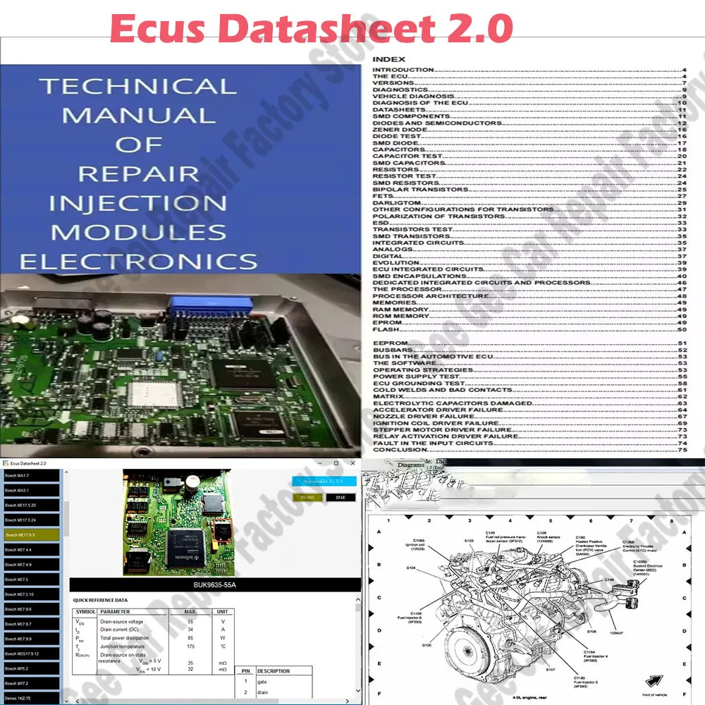 

Ecus Datasheet 2.0 obd2 scanner ECU Software PCB Schematics with Electronic Components of Car ECUs and Additional Information