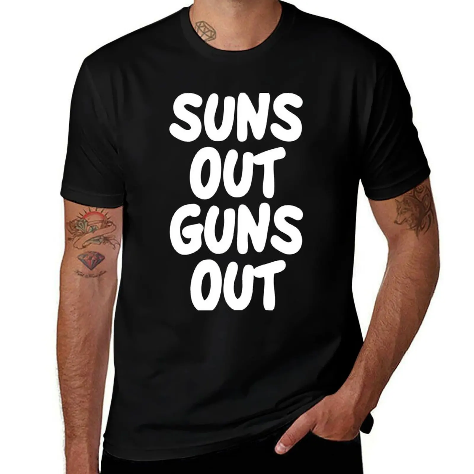 Suns Out Guns Out T-Shirt Active Wear Sports for Men T-Shirt