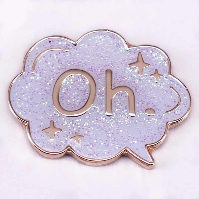 Oh Glitter Lapel Pin Cute Bubbles Enamel Pin Fanfiction Lover Pins Brooch