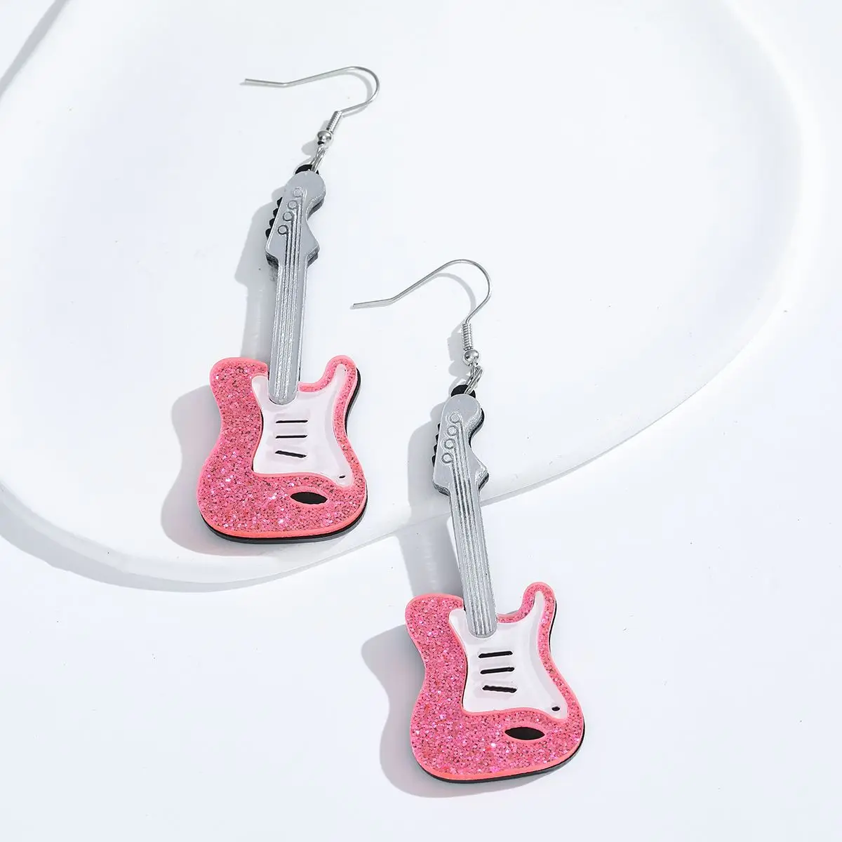 1 Pair Halloween Classic Fashion Acrylic Earrings Guitar Colourful Music Texture Fashion Jewellery Holiday Gifts Party Dressing