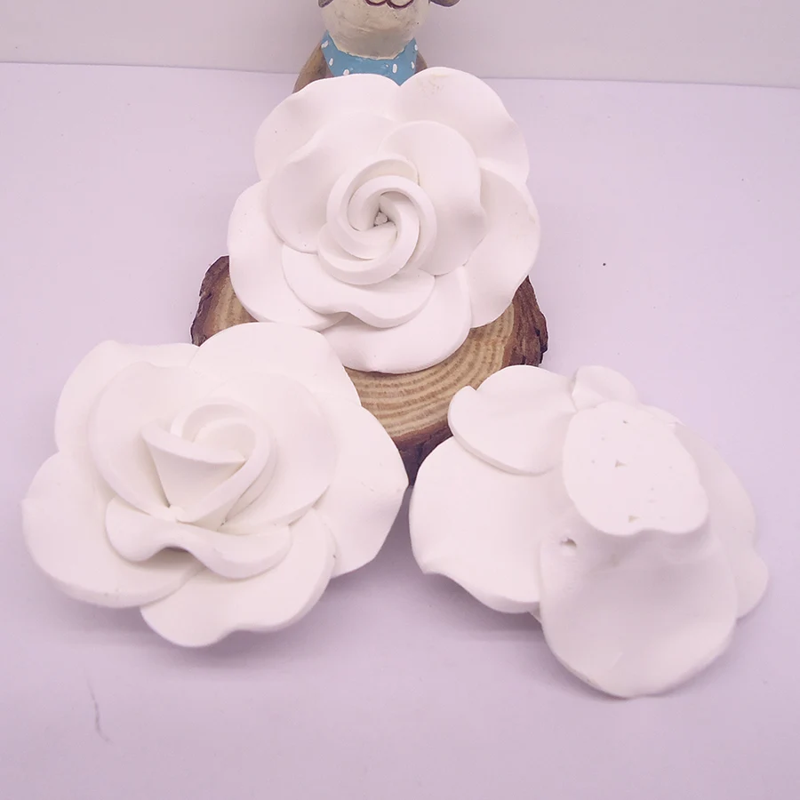 5 teile/lose 50mm 3D Große Große Handgemachte Polymer Clay Weiße Rose Blume Zubehör Diy Hochzeit Braut Schmuck Kleid Dekoration – Detail 12