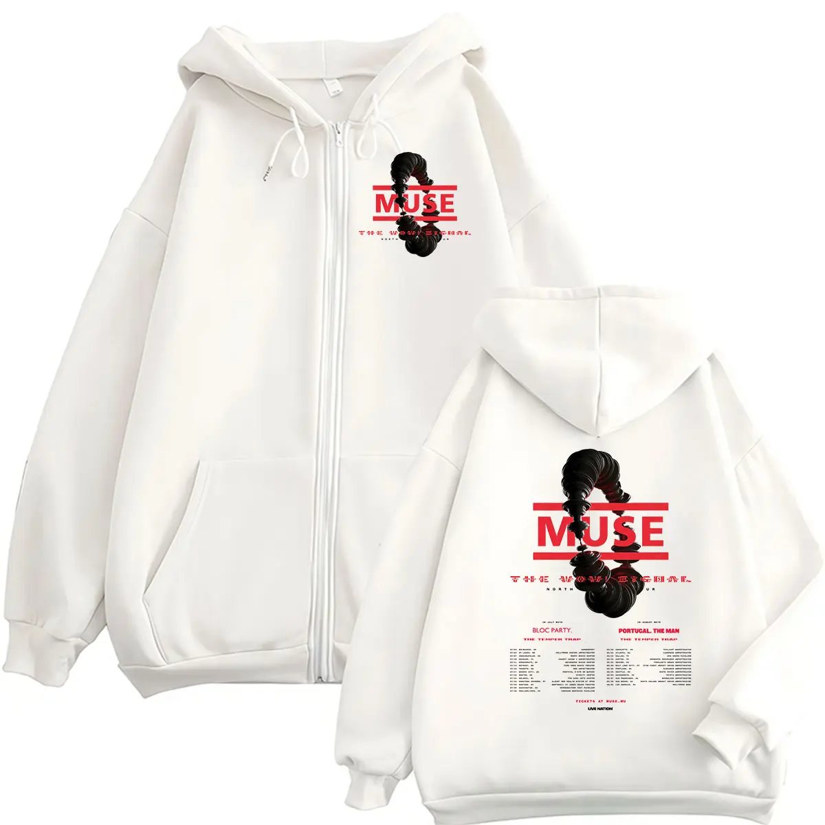 MUSE Band The Wow! Signal Tour 2026 Zipper Hoodie Men's Hip Hop Fashion Pullover Sweatshirt Man Punk Gothic Clothing Coats Hoody