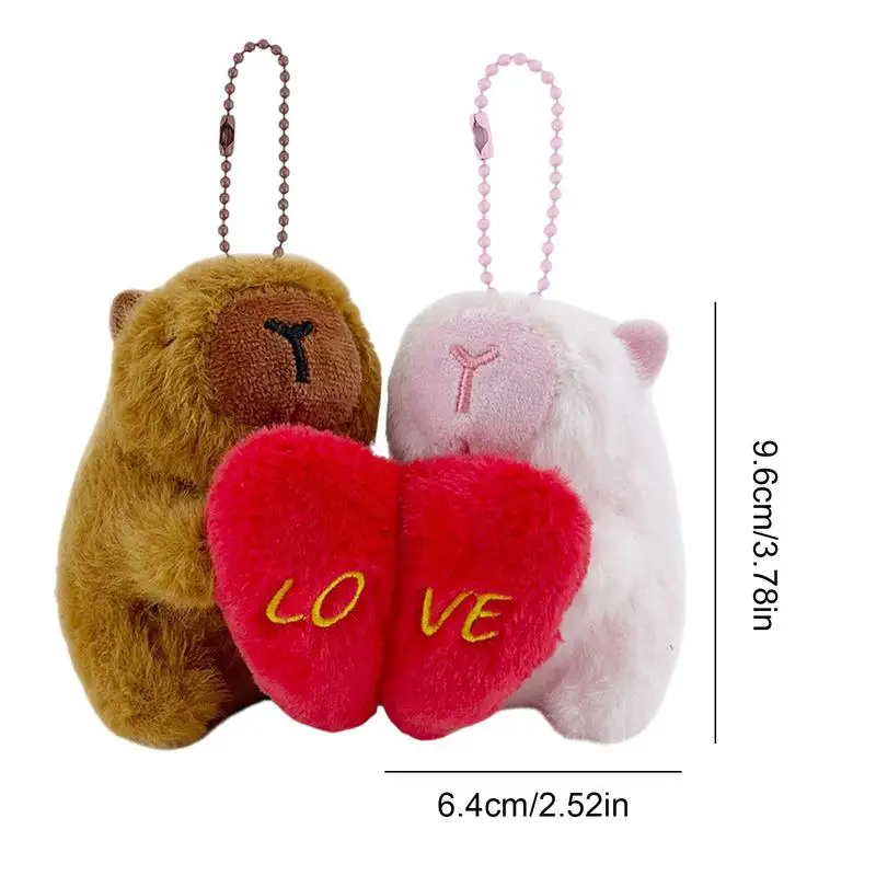 Lindo conjunto de llaveros para parejas, llavero magnético a juego con forma de corazón, colgante de muñeco de capibara, accesorios bonitos, capibara de peluche, 2 piezas de amor