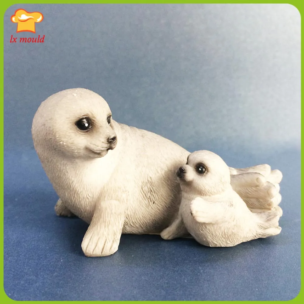 

Mother Seal & Baby Seal Soap Silicone Mold Doll Marine Creature Handmade Candle Plaster Clay DIY Chocolate Sugar Art Moulds