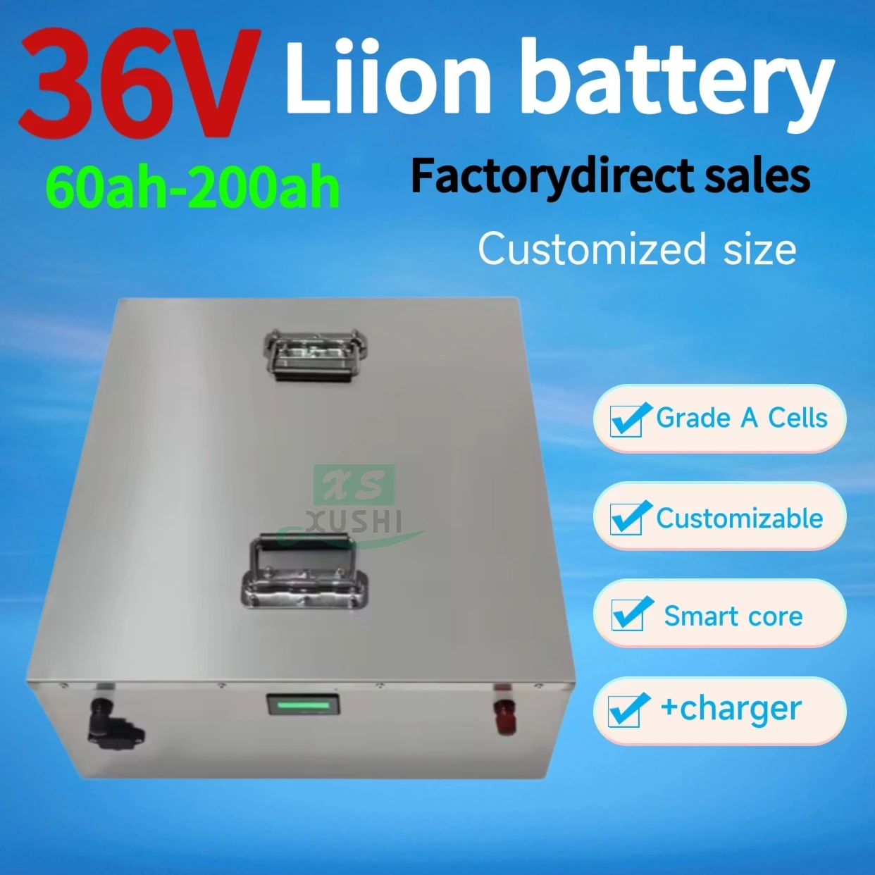 

XS 36V 60Ah 80Ah 100Ah 110Ah 120Ah 130Ah 150Ah 200Ah Литий-ионный аккумулятор для троллингового двигателя, пропеллера, рыбацкой лодки + зарядное устройство.
