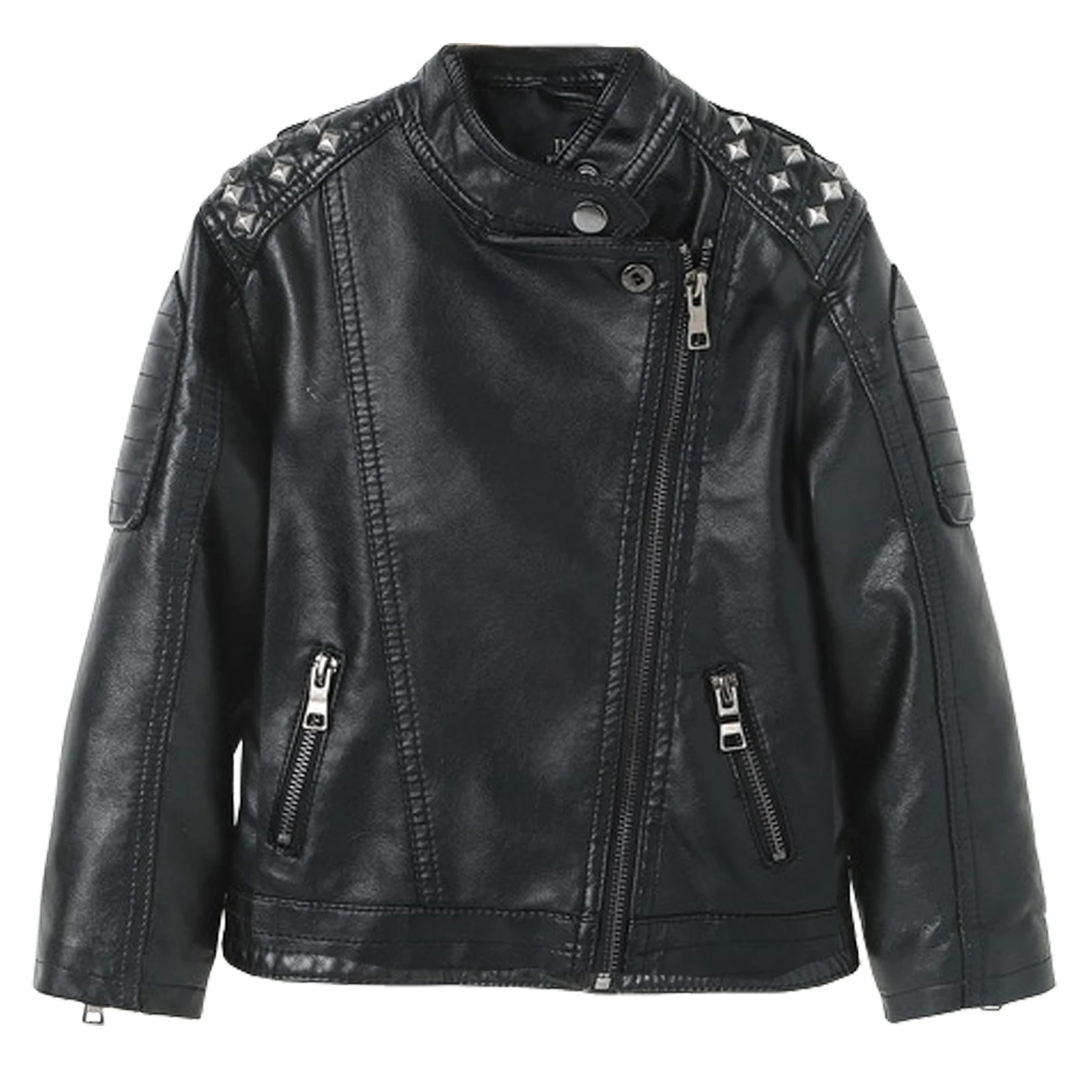 

Boys Leather Jacket Children's PU Jacket with Rivets Motorcycle Retro Biker Jacket Teen Kids Faux Leather Jackets Spring Autumn
