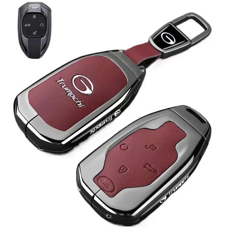 Zinc Alloy Key Fob Cover for Trumpchi Yingbao/GS3/GS4/GS8/ES9, Heavy Duty Metal Protective Case Shell with Keychain Keybag