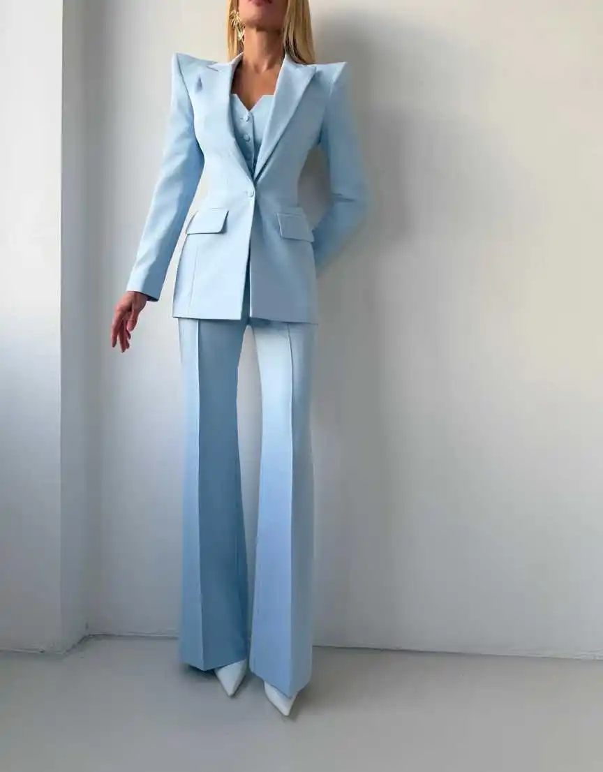 Formal Working Women Blazer Sets Customized Girls Prom Evening Guest Formal Wear Photography 3 Pieces Graduation Ceremony