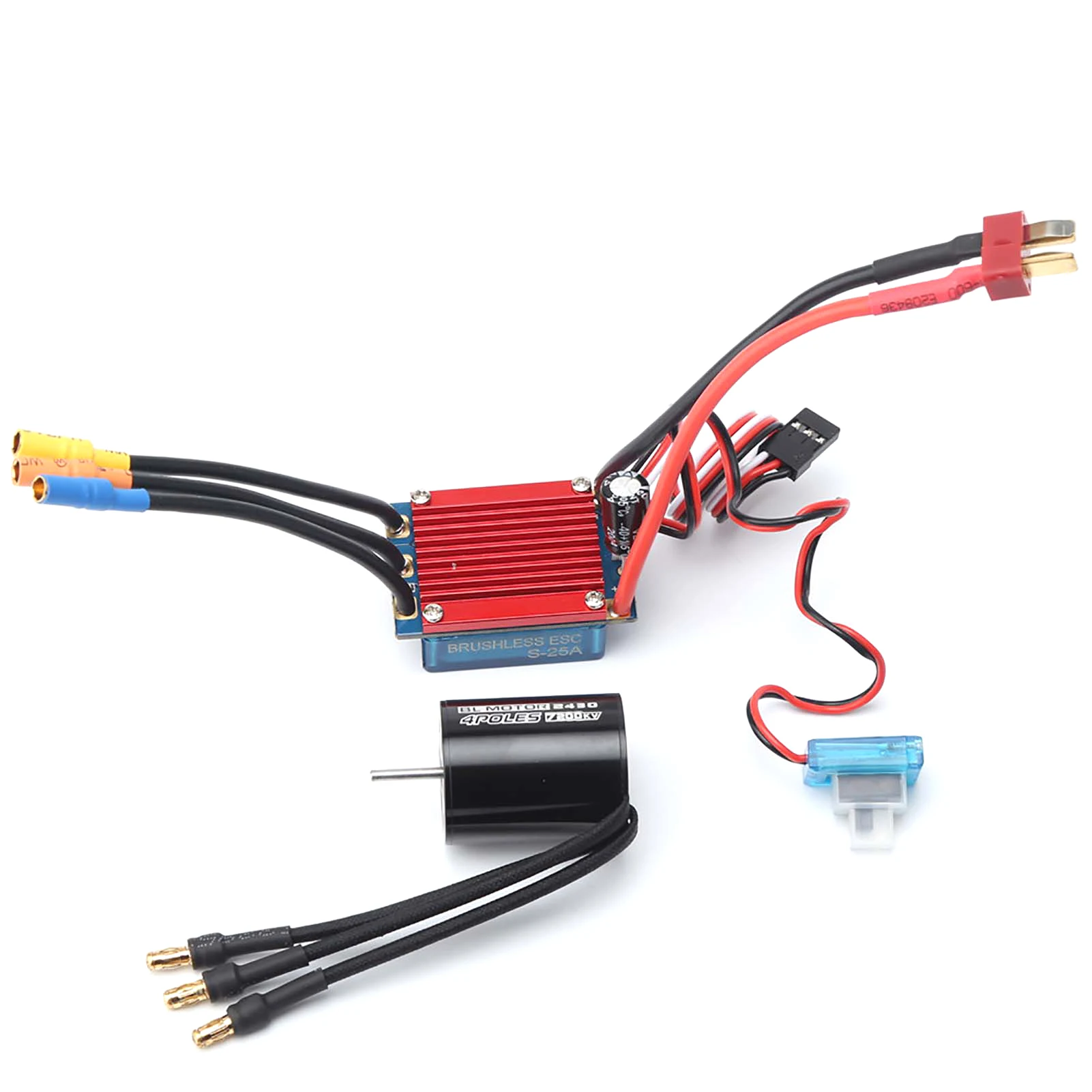 RC Motor and ESC 2430 7200KV 4P Sensorless Brushless Motor w/ Brushless ESC Electric Speed Controller for 1/16 1/18 RC Car Truck