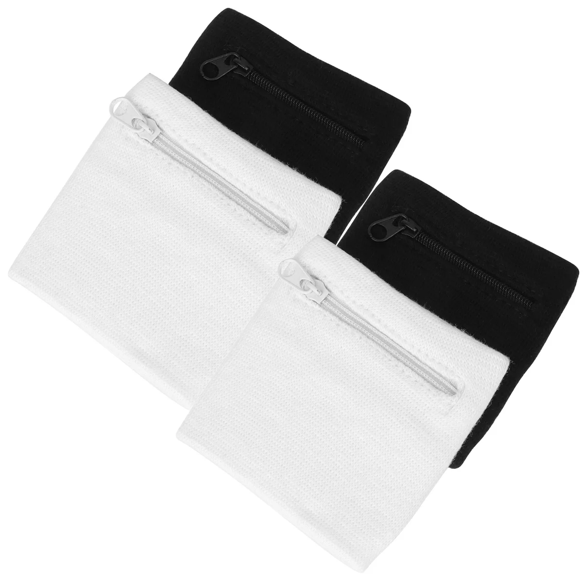 4Pcs Premium Cotton Sports Wristband Zipper Pocket Keys Coins Storage Running Cycling Hiking Sweatband Sports Wristband