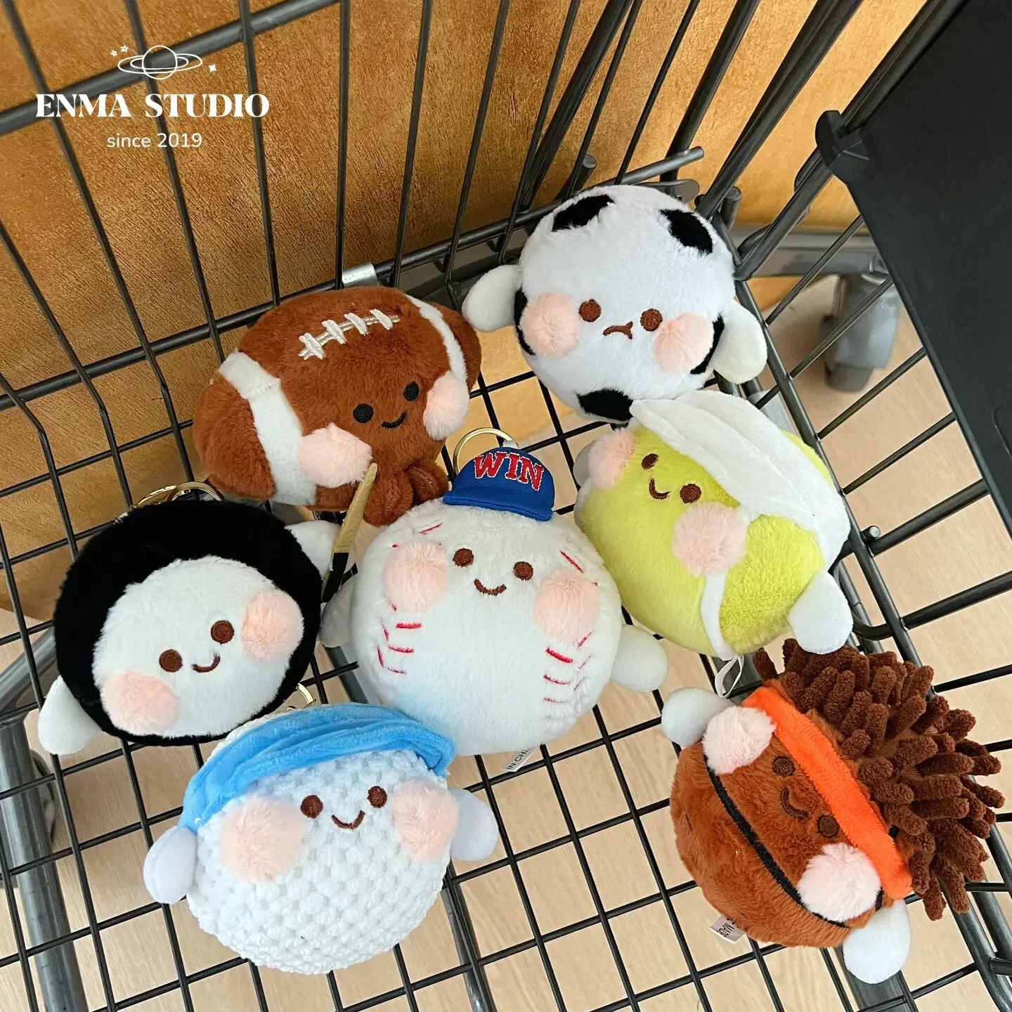 Cute Sports Ball Plush Keychain Kawaii Soccer Basketball Baseball Tennis Golf Stuffed Doll Plushie Bag Charm for Sports Lovers view 5