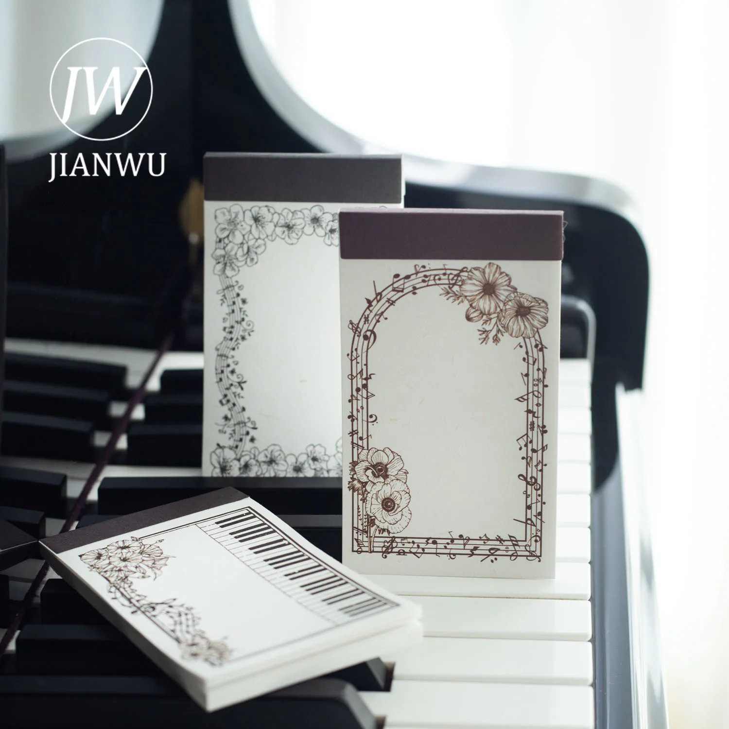 JIANWU Garden Symphony Series Vintage Flower Border Material Collage Memo Pad Creative DIY Journal Stationery