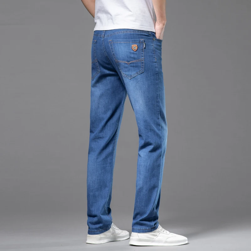 Pantalones vaqueros finos para hombre, ropa holgada recta para jóvenes, oficina y negocios, pantalones largos informales, novedad de verano, 2024