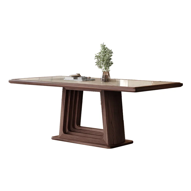 Ebony rectangular dining table and chair combination modern simple high-end dining table