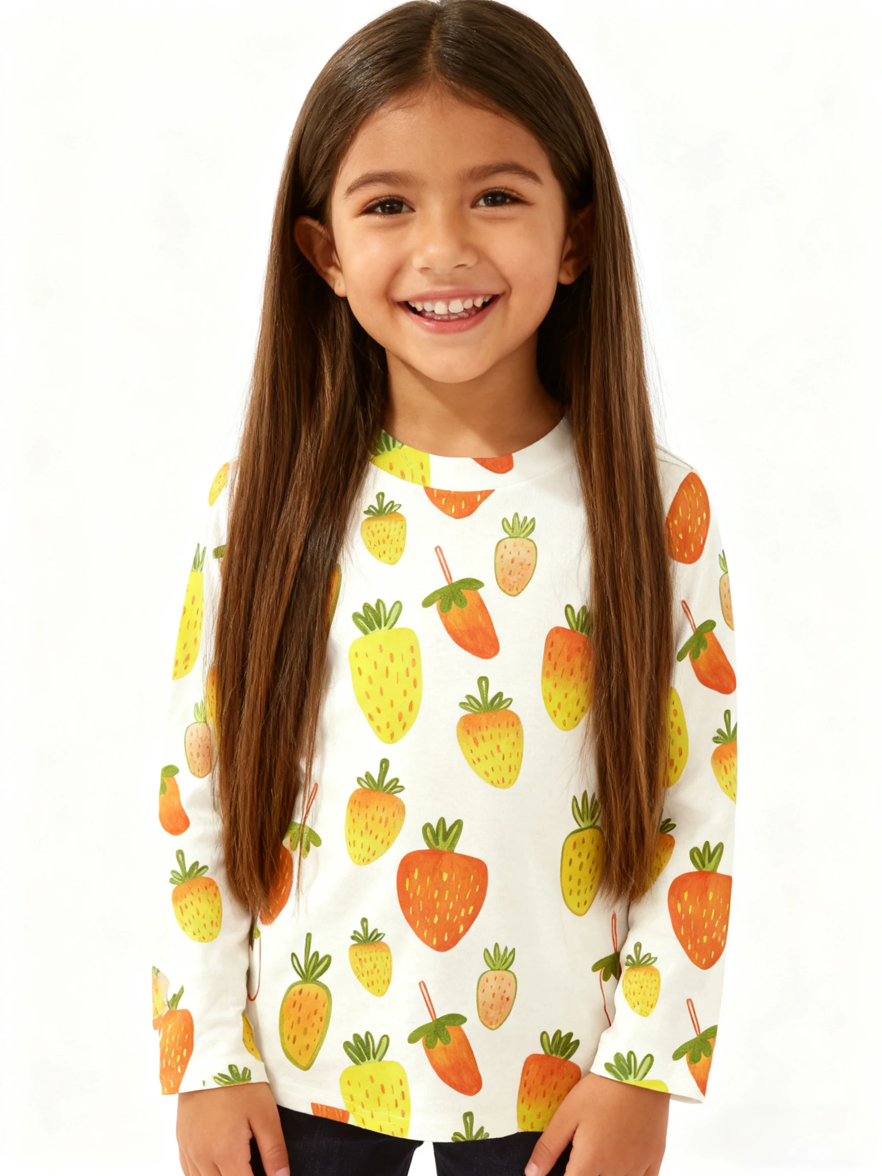 

Cute strawberry print children's top A fashionable and versatile model for casual moments