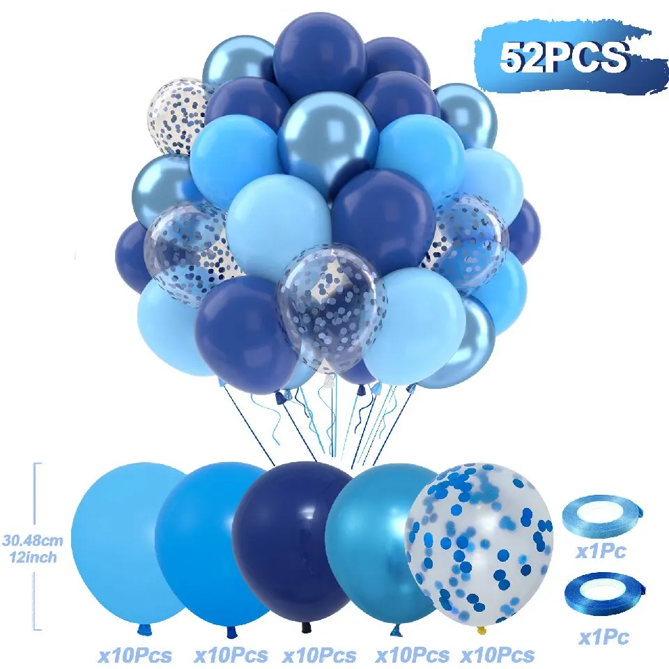 32 Stück 10 Zoll perlblaue metallische blaue Luftballons Latexballons Geburtstag, Hochzeit, Babyparty-Party-Dekorationen