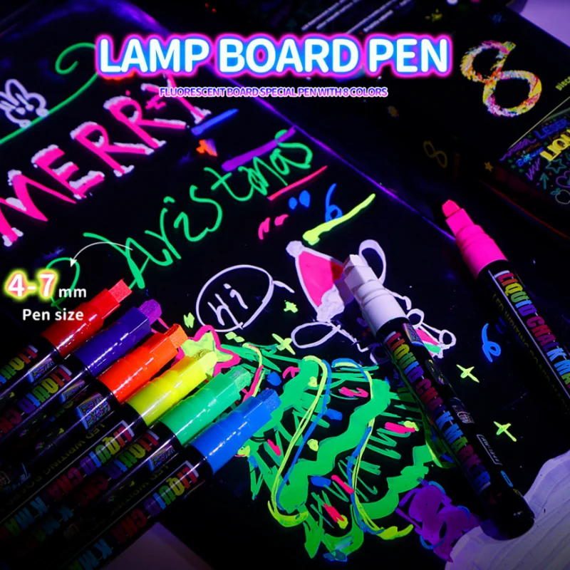 8 Colors Liquid Chalk Markers Led Fluorescent Board Writing Marker Water-based Ink Dust-free Hdoodle Advertising Erasable Marker