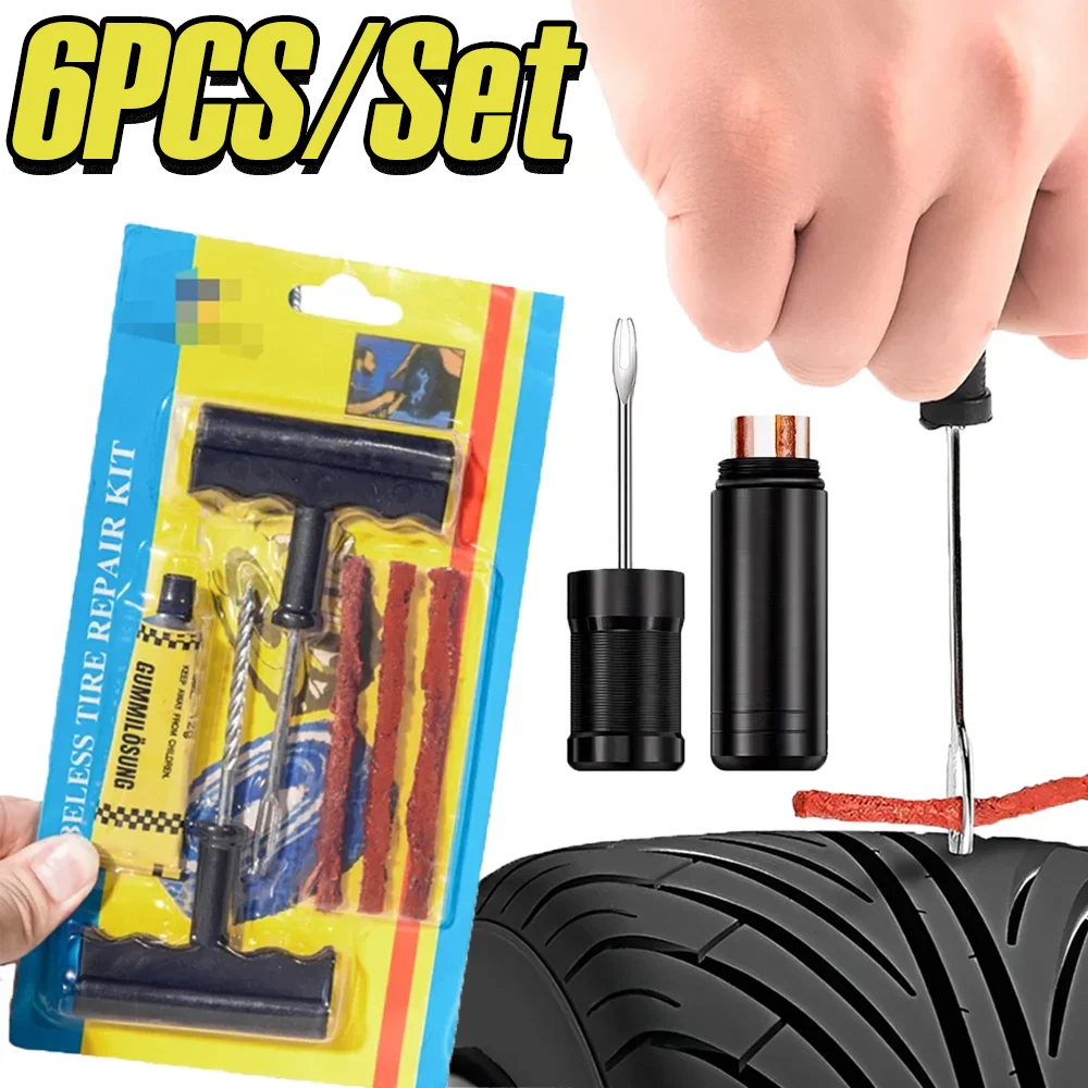 Car Bike Truck Motorcycle Tire Repair Kit 2026 Hot-selling Universal Patch Strip Glue Garage Tool Set Auto Moto Repair Tools