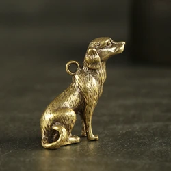 Solid Brass Dog Keychain Pendant Creative Jewelry Mini Copper Ornament Cuddly Poodle Greyhound Key Chain Accessories Small Toy