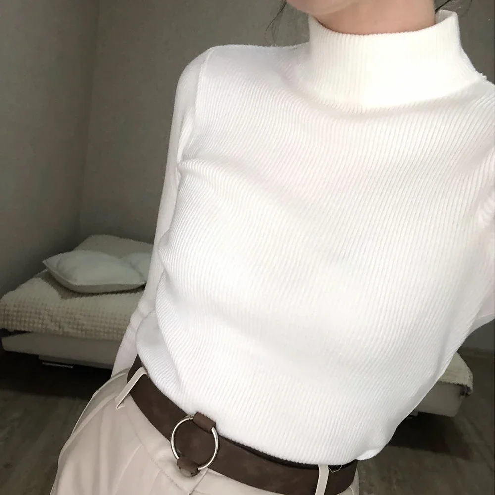 2025 Nuovo arrivo Autunno Inverno Top Pull Femme Dolcevita Pullover Maglioni Manica lunga Slim Oversize Maglione da donna coreano