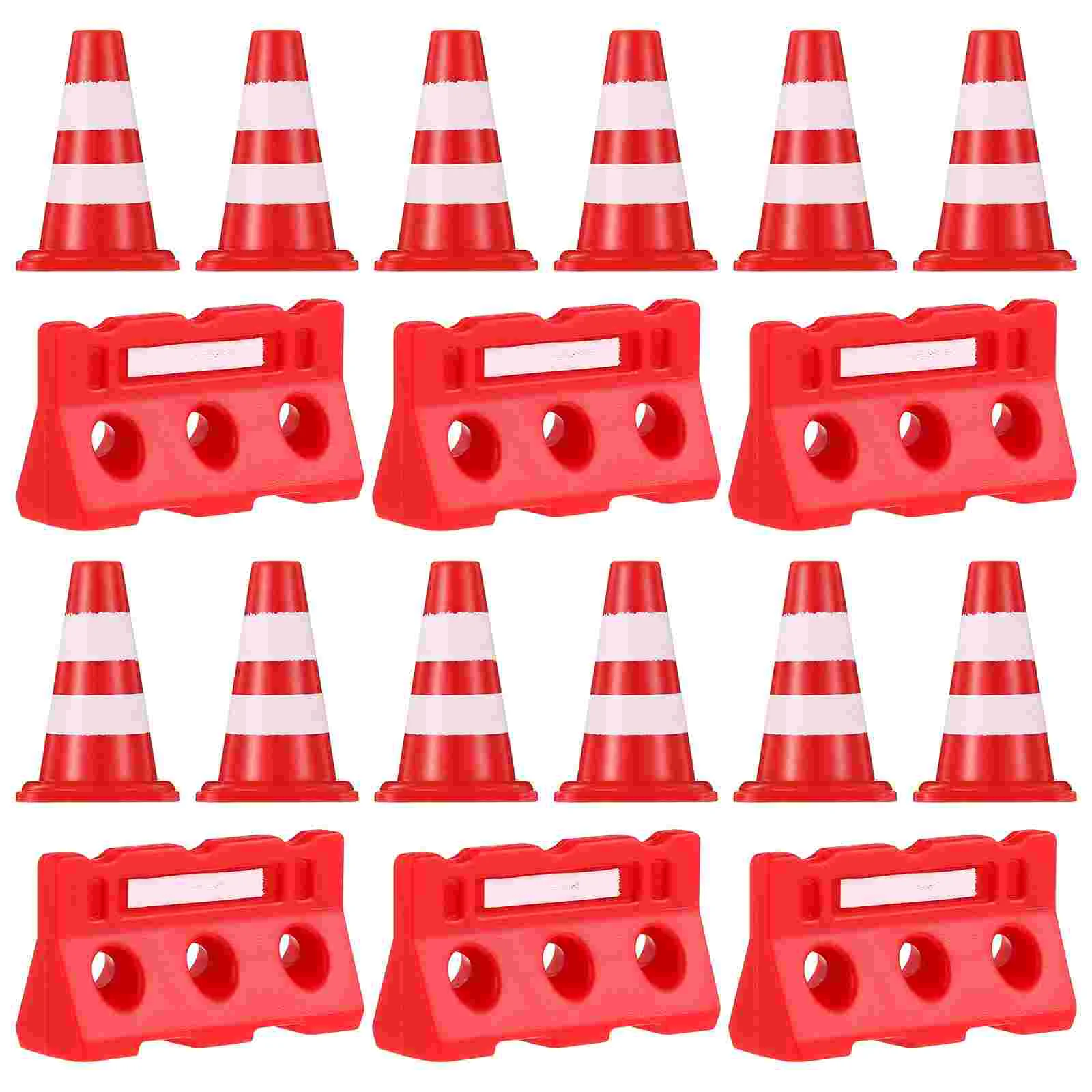 24 Pcs Road Sign Barricade Toy Traffic Fence Models Cones Small Signs Toys Miniature Construction