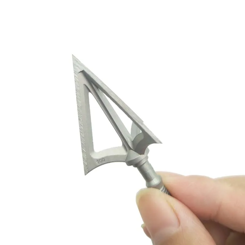 100Grain Fixed Arrowheads for Archery, 3 Blade, Broadhead, Sharp, Hard, Stainless Steel, G5, Arrow Point Tips, Hunting