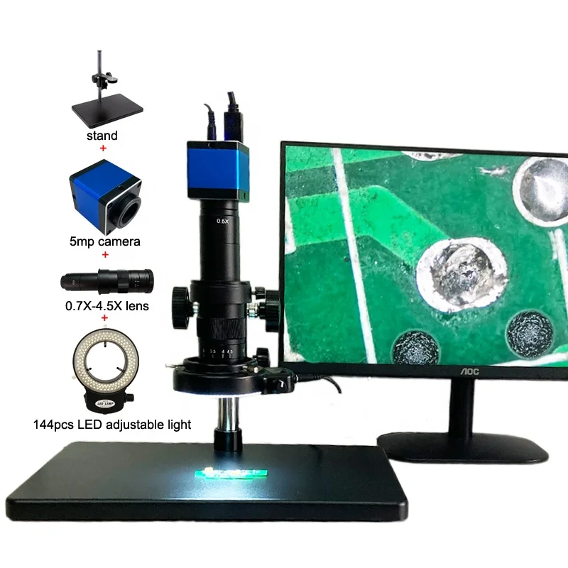 180X Adjustable Zoom Lens 5MP HDMI-Compatible Industrial Camera Digital Video Microscope for Phone PCB Repair Soldering