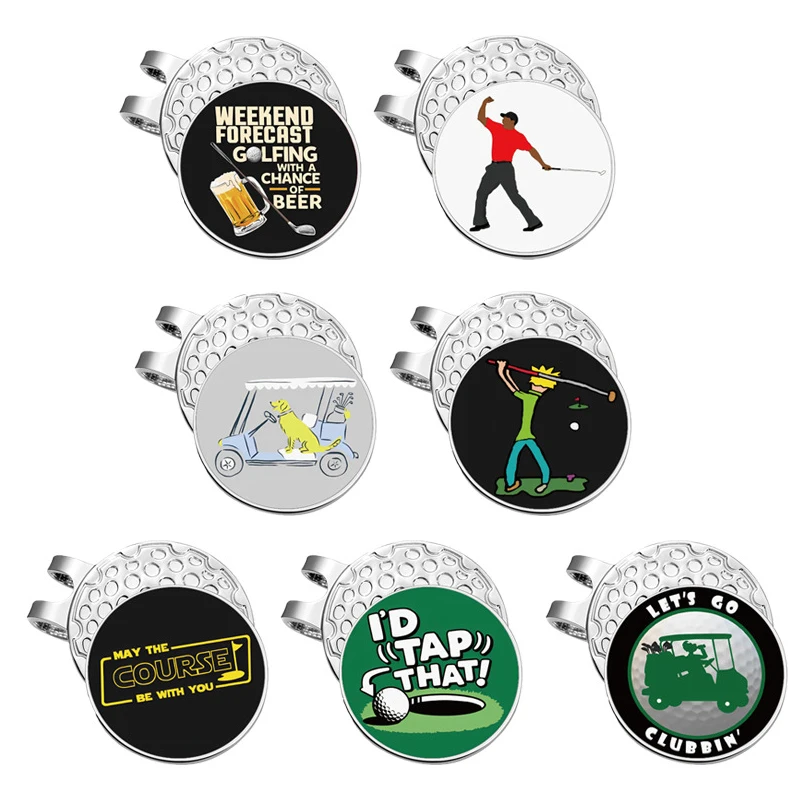 

1pc Magnetic Golf Hat Clip Golfer Pattern Funny Golf Ball Marker Cap Clip Cartoon Trendy Decorative Gifts for Golf Lover