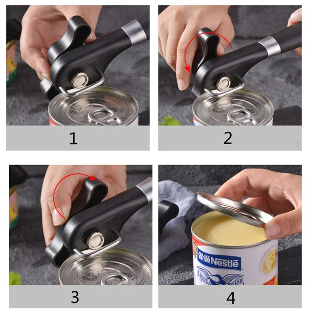 Cans Jar Opener Professional Kitchen Tools Bottle Opener Knife Handheld Manual Can Tin Opener Side Cut Manual