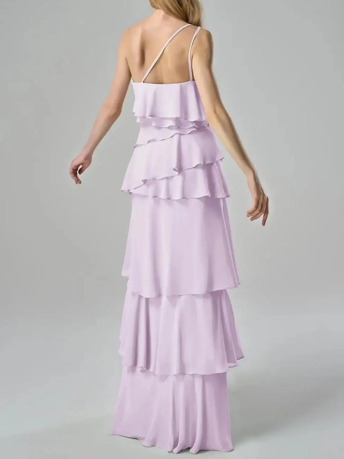 

Elegant A-line Prom Evening Dress One Shoulder Chiffon Ruffles Floor Length Sleeveless Wedding Guest Dress 2025 Free Customized